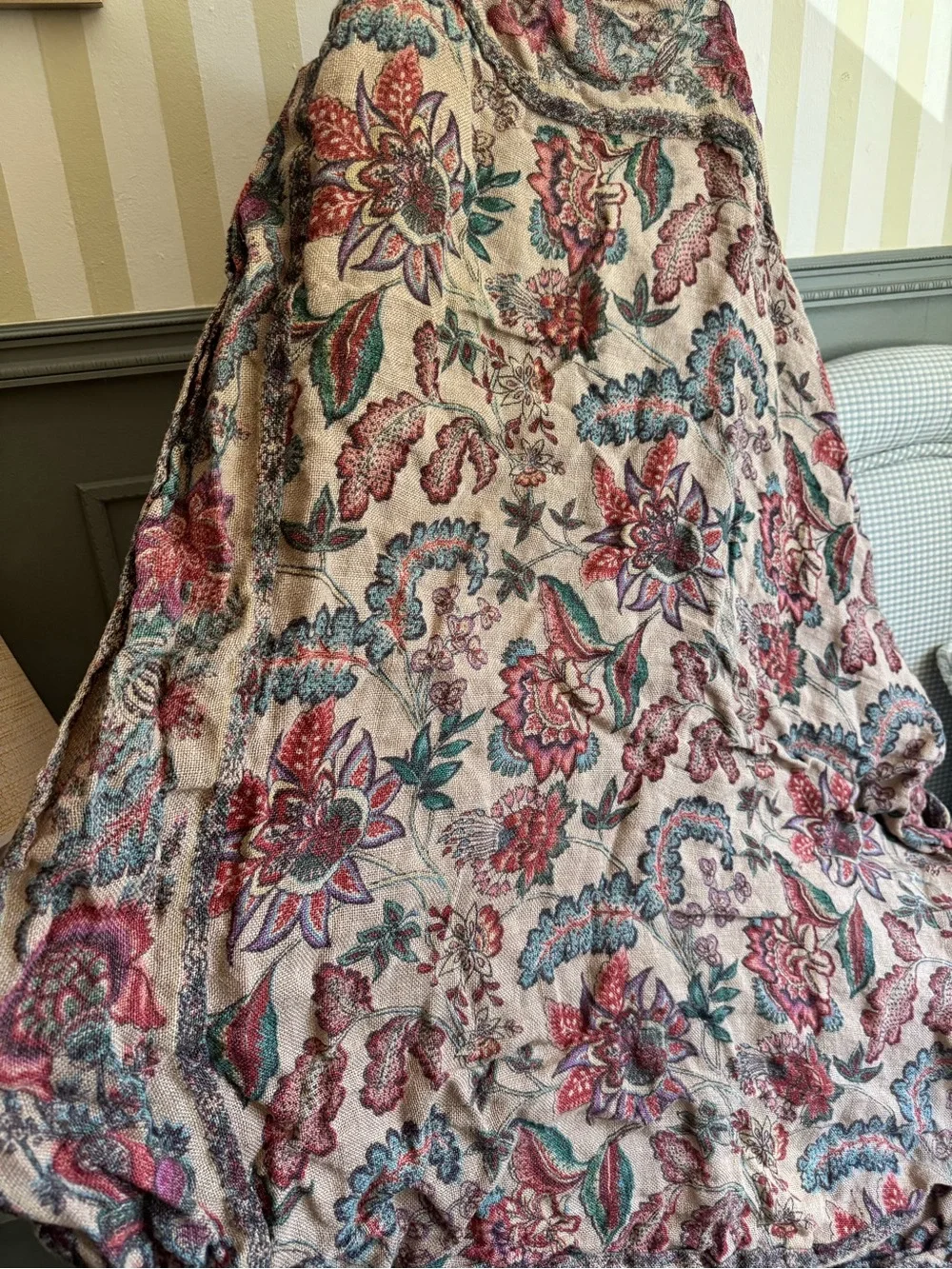 April Cornell for Danica burlap floral tapestry tablecloth